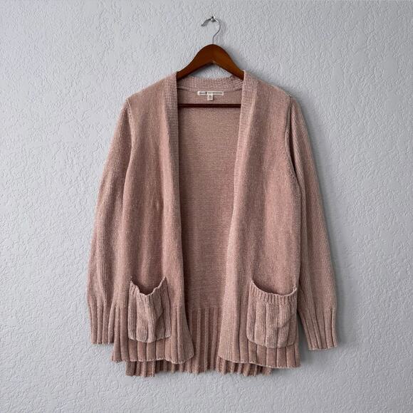 Seven7 Blush Soft Velvet Long Sleeve Cardigan Size Medium - Picture 1 of 6